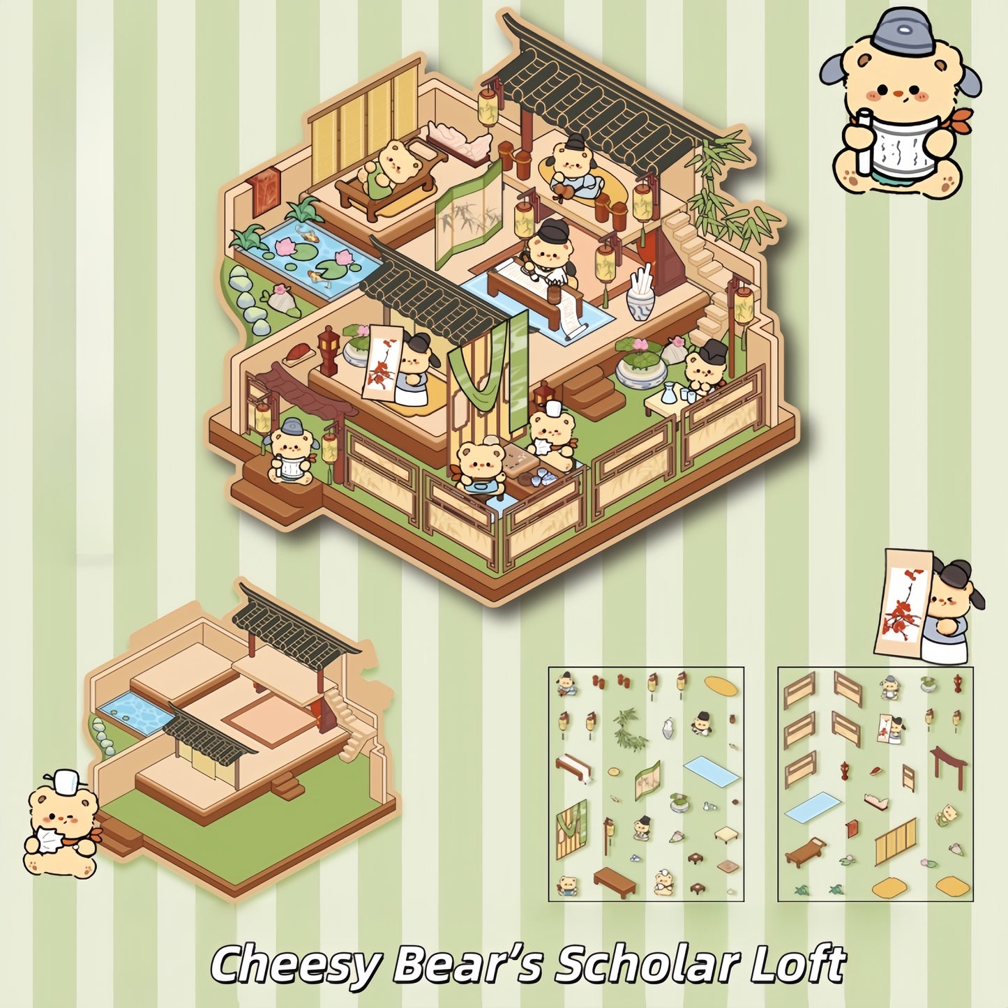Ancient Life 3D Sticker | 4 Cute Miniature Scenes