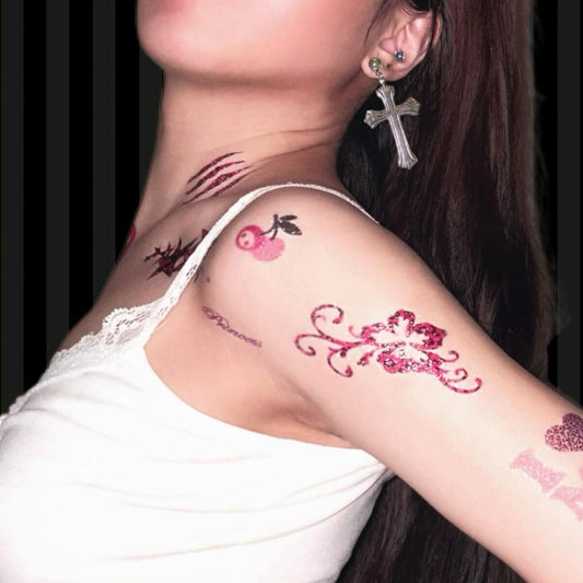 Hibiscus Glitter Temporary Tattoo