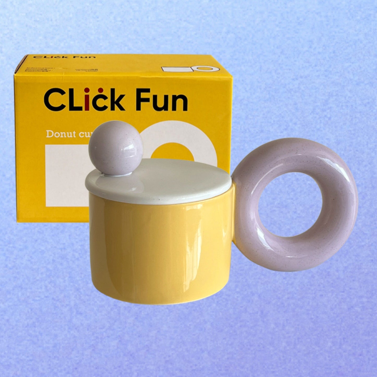 Donut Large Handle with Lid Ceramic Mug