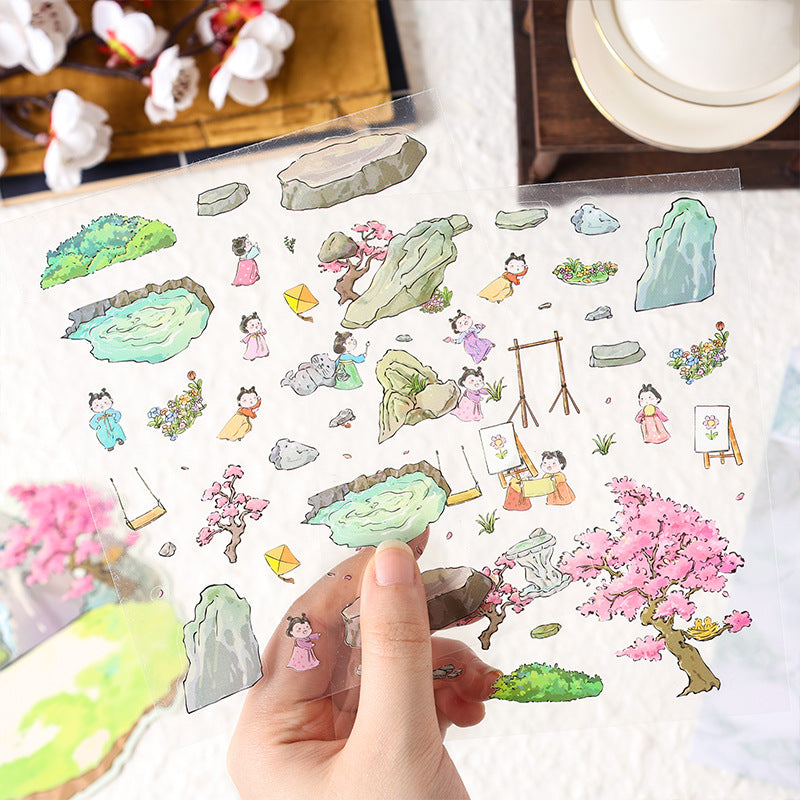 Chinese Garden 3D Sticker | 4 Cute Miniature Scenes