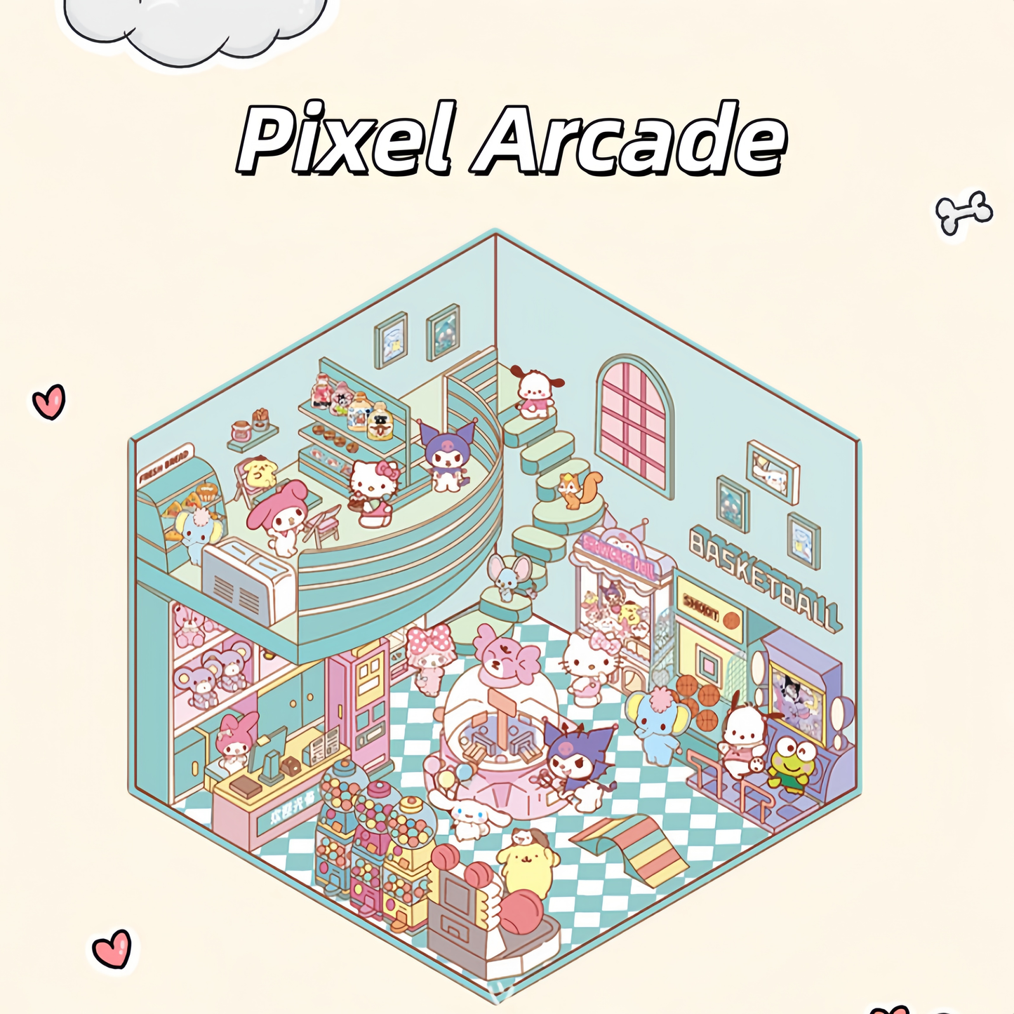 Sanrio Series 3D Sticker | 4 Cute Miniature Scenes