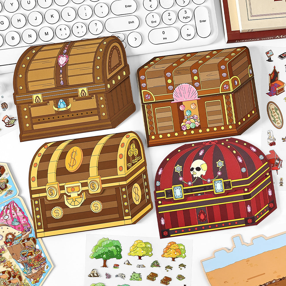 Treasure Chests 3D Sticker | 4 Cute Miniature Scenes