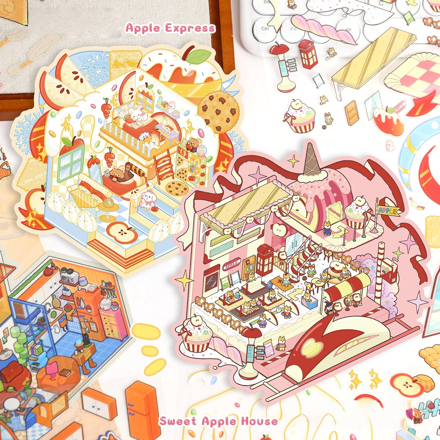 Dream Villa 3D Sticker | 4 Cute Miniature Scenes