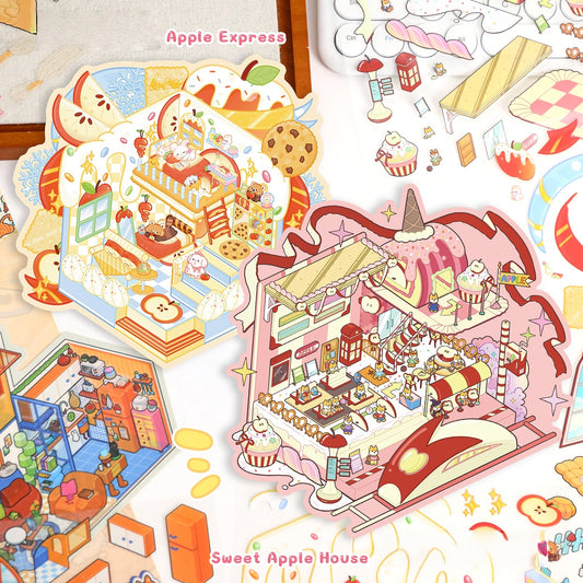 Dream Villa 3D Sticker | 4 Cute Miniature Scenes