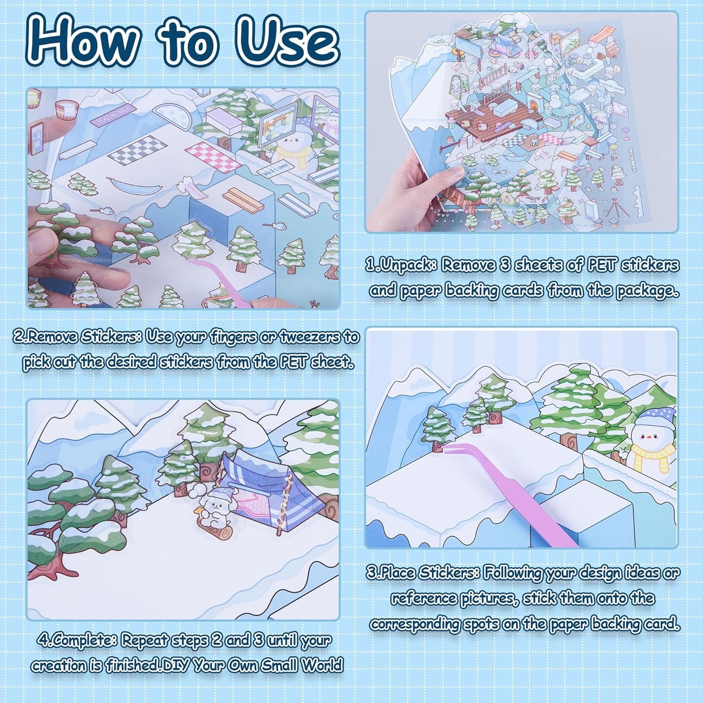 Tiny Animal Wonders 3D Sticker | 3 Cute Miniature Scenes