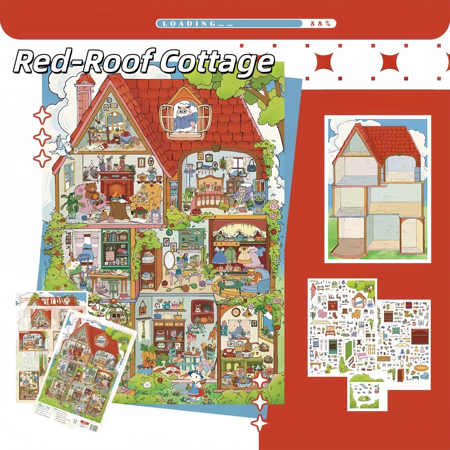 Wander & Rest 3D Sticker | 4 Cute Miniature Scenes
