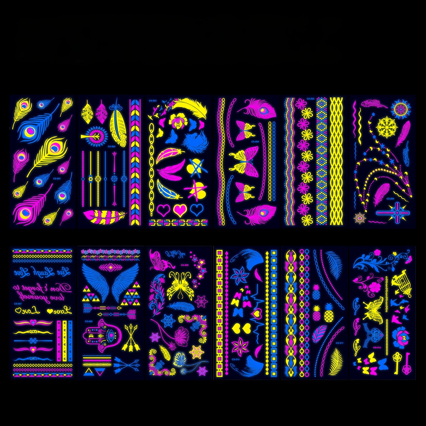 Glitter Rave UV Reactive Temporary Tattoo 1.0
