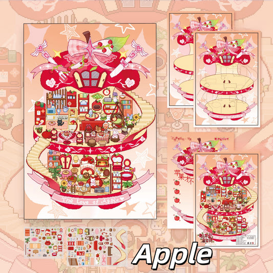 Dream House 3D Sticker | 4 Cute Miniature Scenes