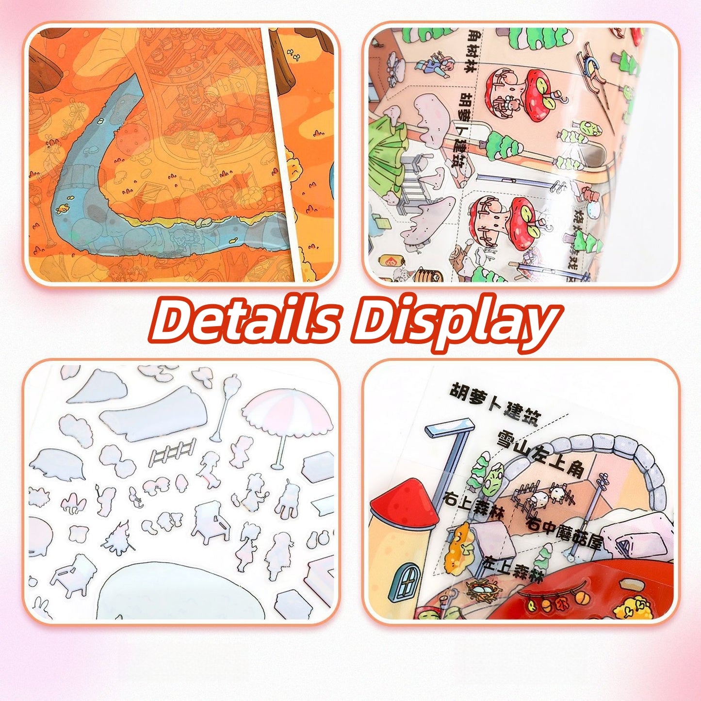 Vegetable Town 3D Sticker | 2 Cute Miniature Scenes
