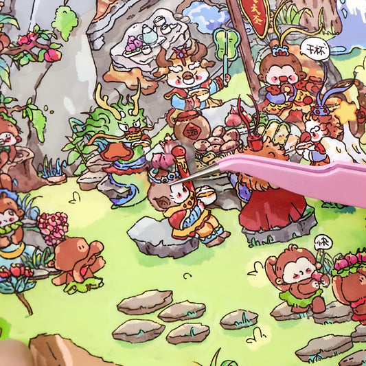 Four Masterpieces 3D Sticker | 2 Cute Miniature Scenes