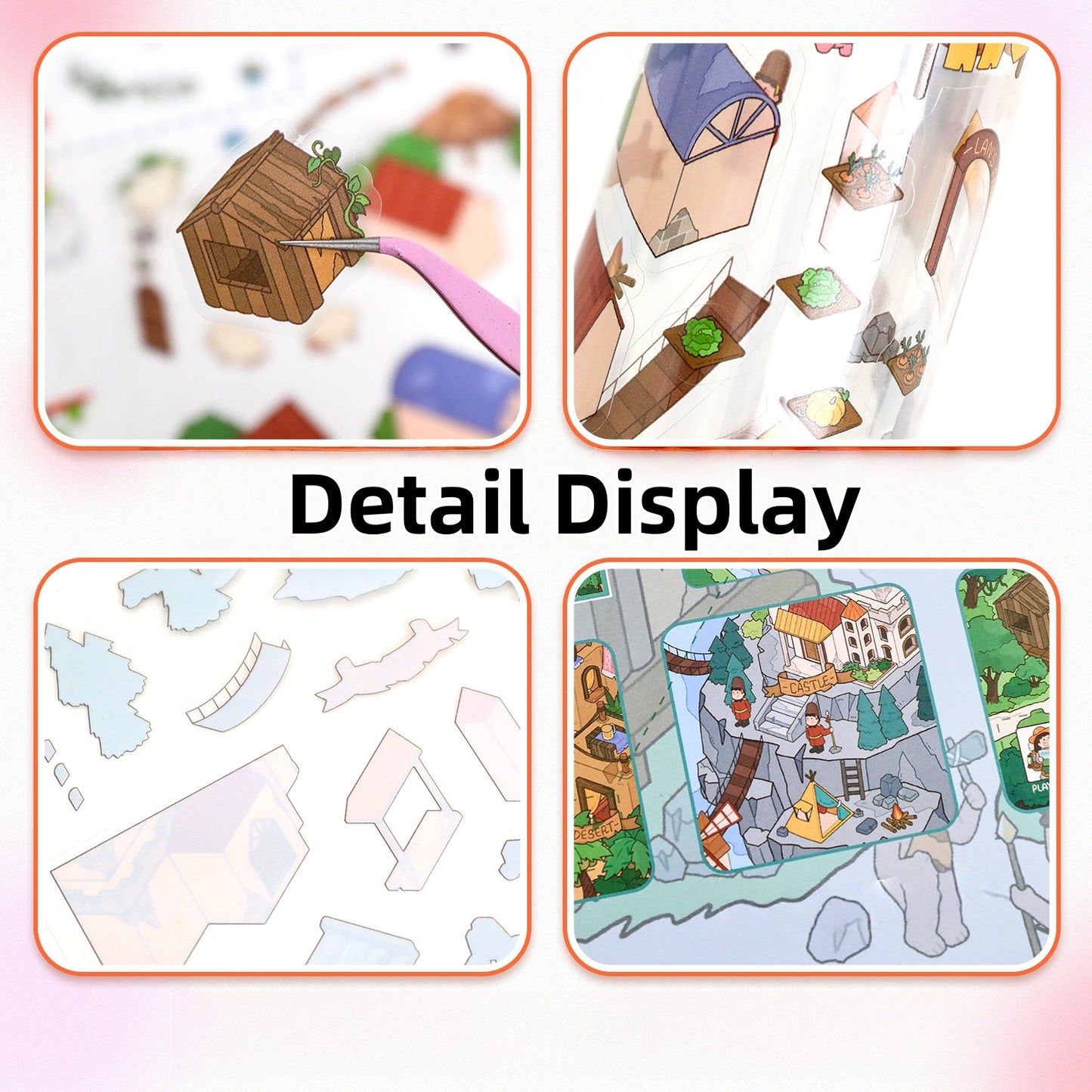 Whimsy Town Quest 3D Sticker | 2 Cute Miniature Scenes