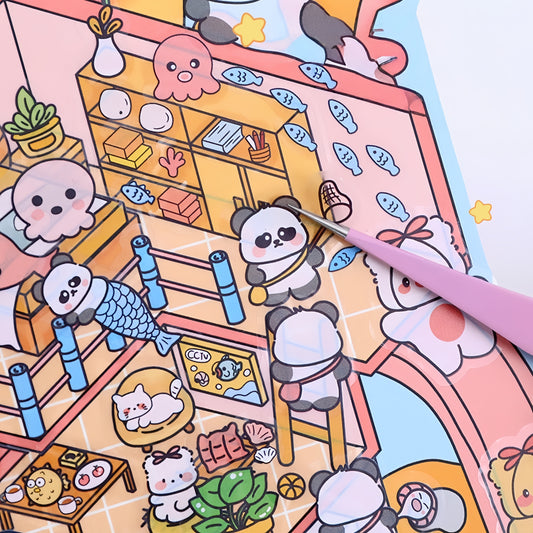 Panda’s Wonder Days 3D Sticker | 2 Cute Miniature Scenes