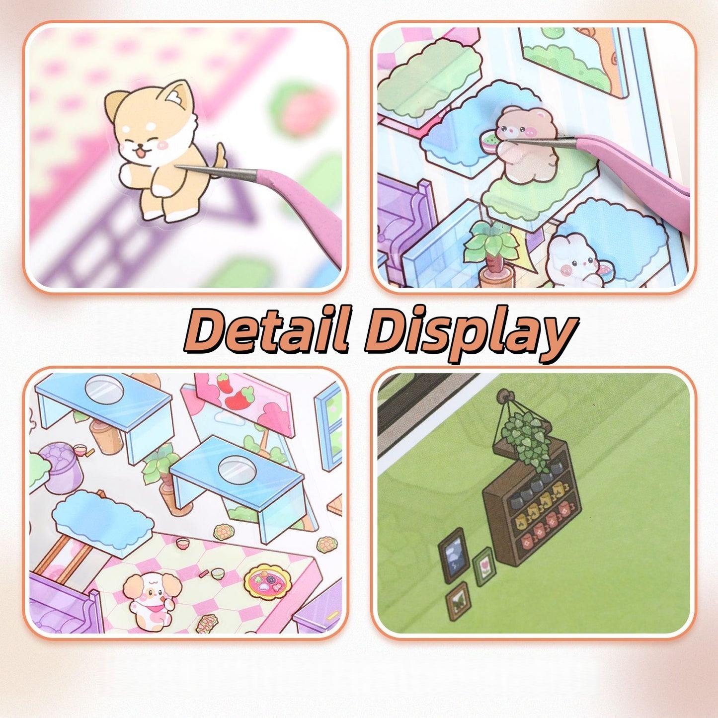 Tiny Shops 3D Sticker | 4 Cute Miniature Scenes