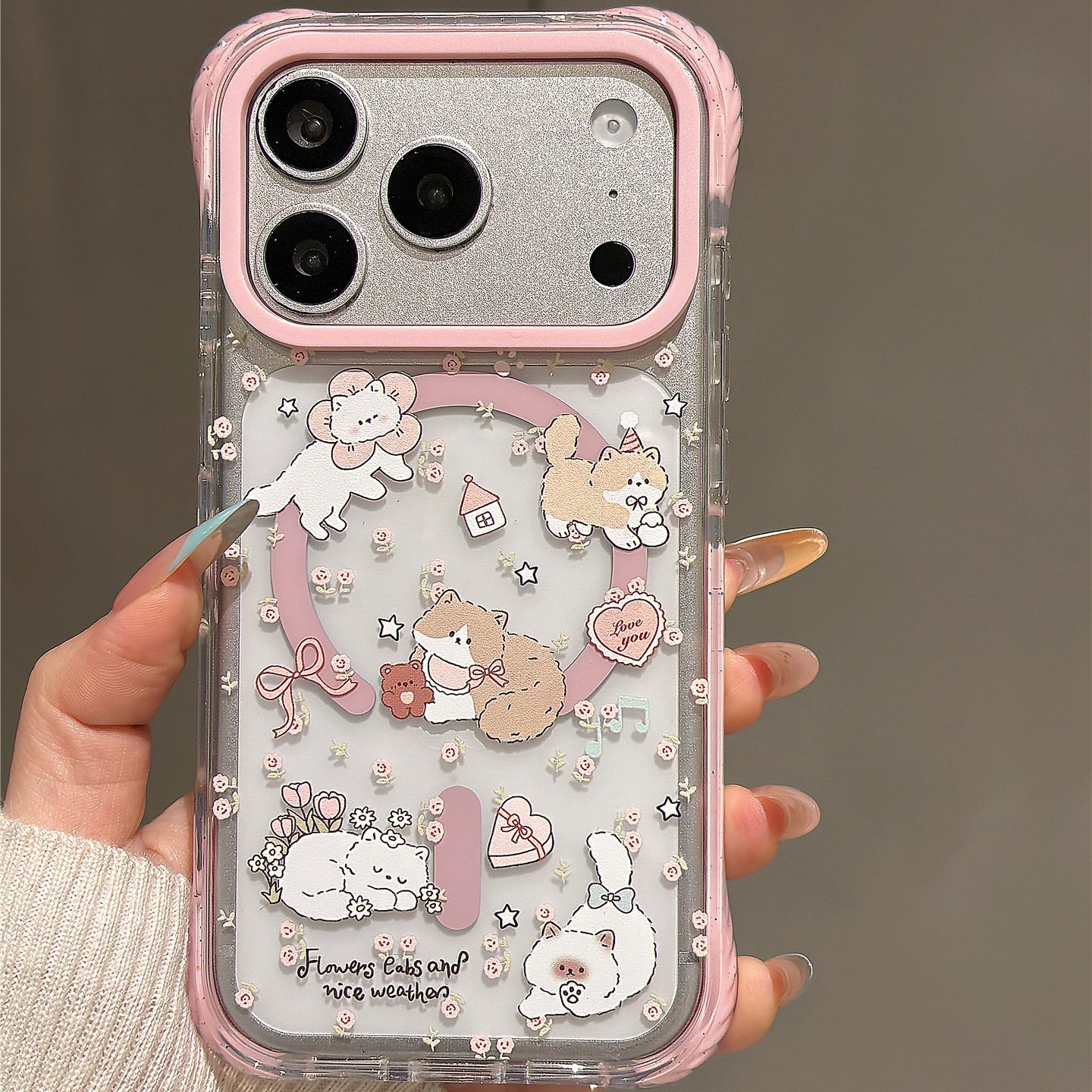 Floral Cat Magnetic Acrylic Phone Case