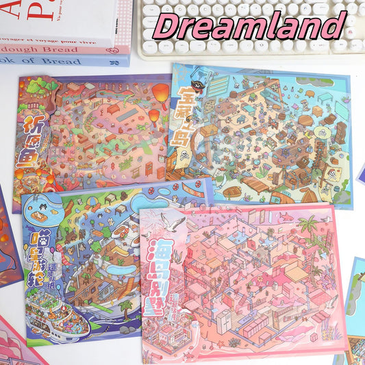 DreamLand 3D Sticker | 4 Cute Miniature Scenes