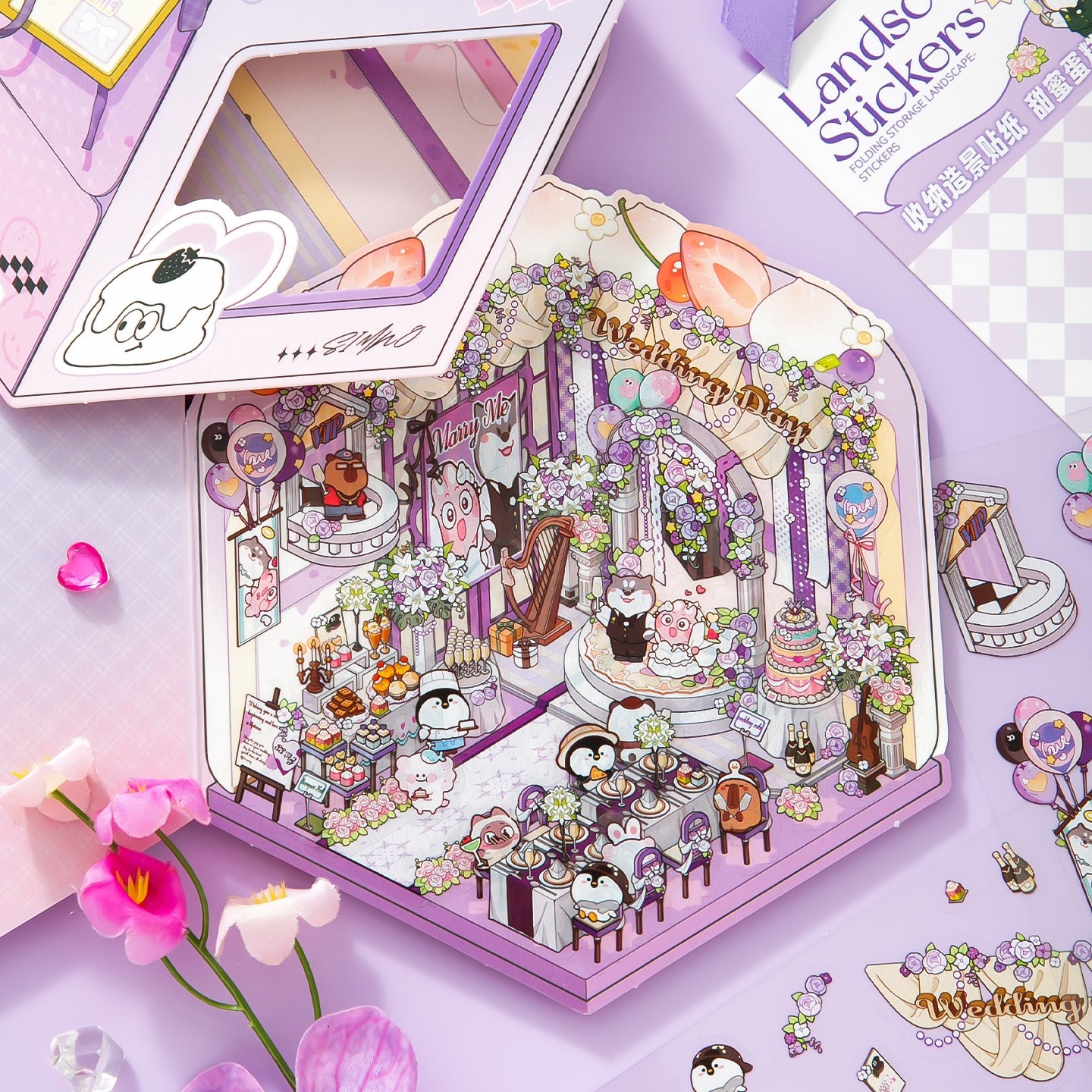 Tiny Box 3D Sticker | 4 Cute Miniature Scenes