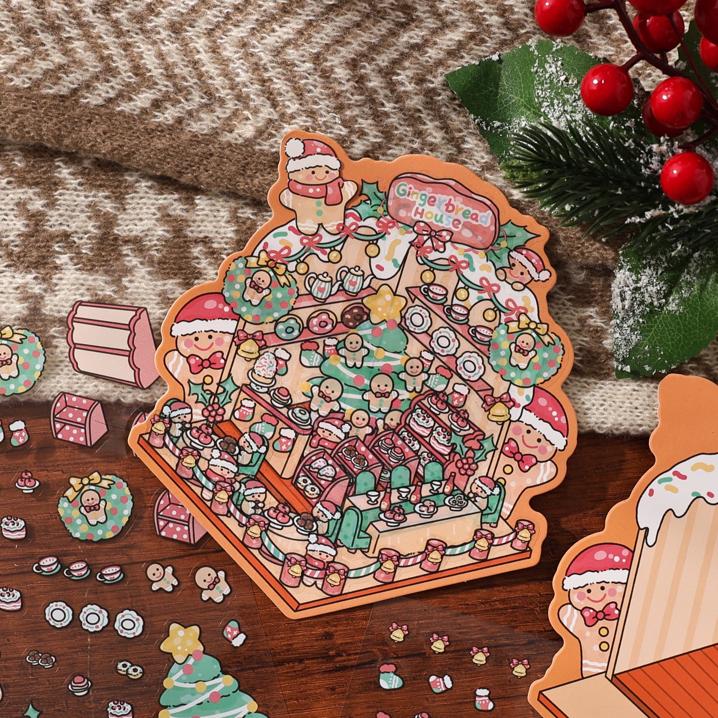 Merry Chrismas 3D Sticker | 4 Cute Miniature Scenes