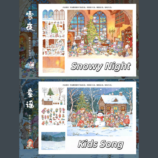 A Warm Winter 3D Sticker | 2 Cute Miniature Scenes
