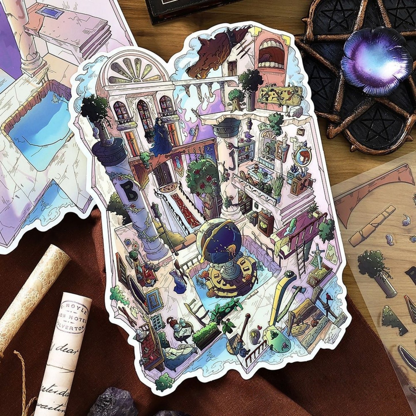 Tarot Cards 3D Sticker | 4 Cute Miniature Scenes