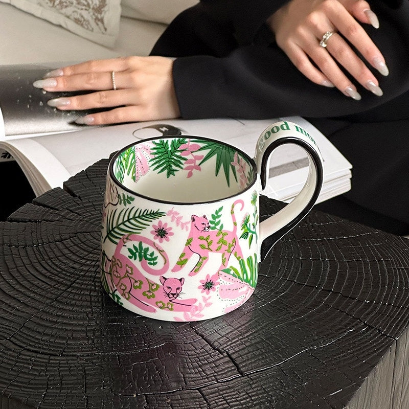 Pink Leopard Rainforest Adventure Ceramic Mug
