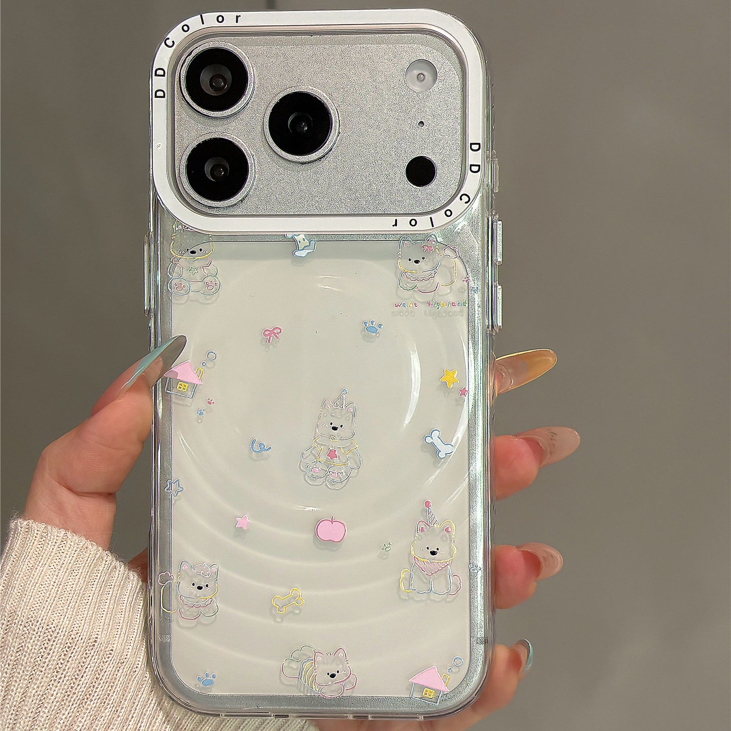 Colorful Line Westie Magnetic Stand Acrylic Phone Case