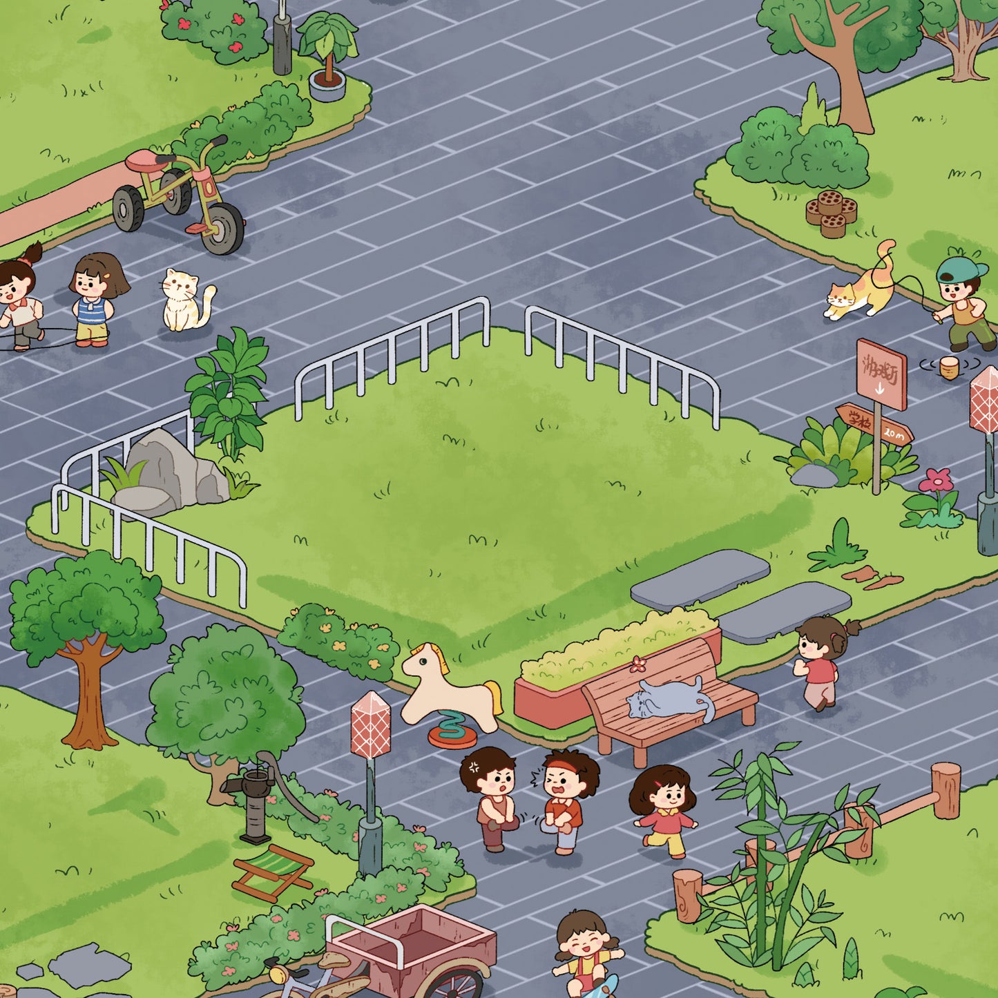 Childhood Town 3D Sticker | 5 Cute Miniature Scenes