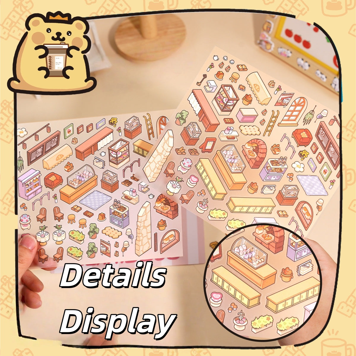 Bear-Bug 3D Sticker | 4 Cute Miniature Scenes