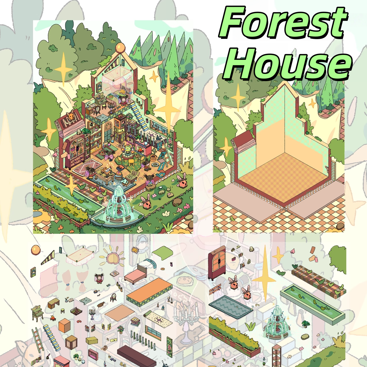 Kids' World 3D Sticker | 4 Cute Miniature Scenes