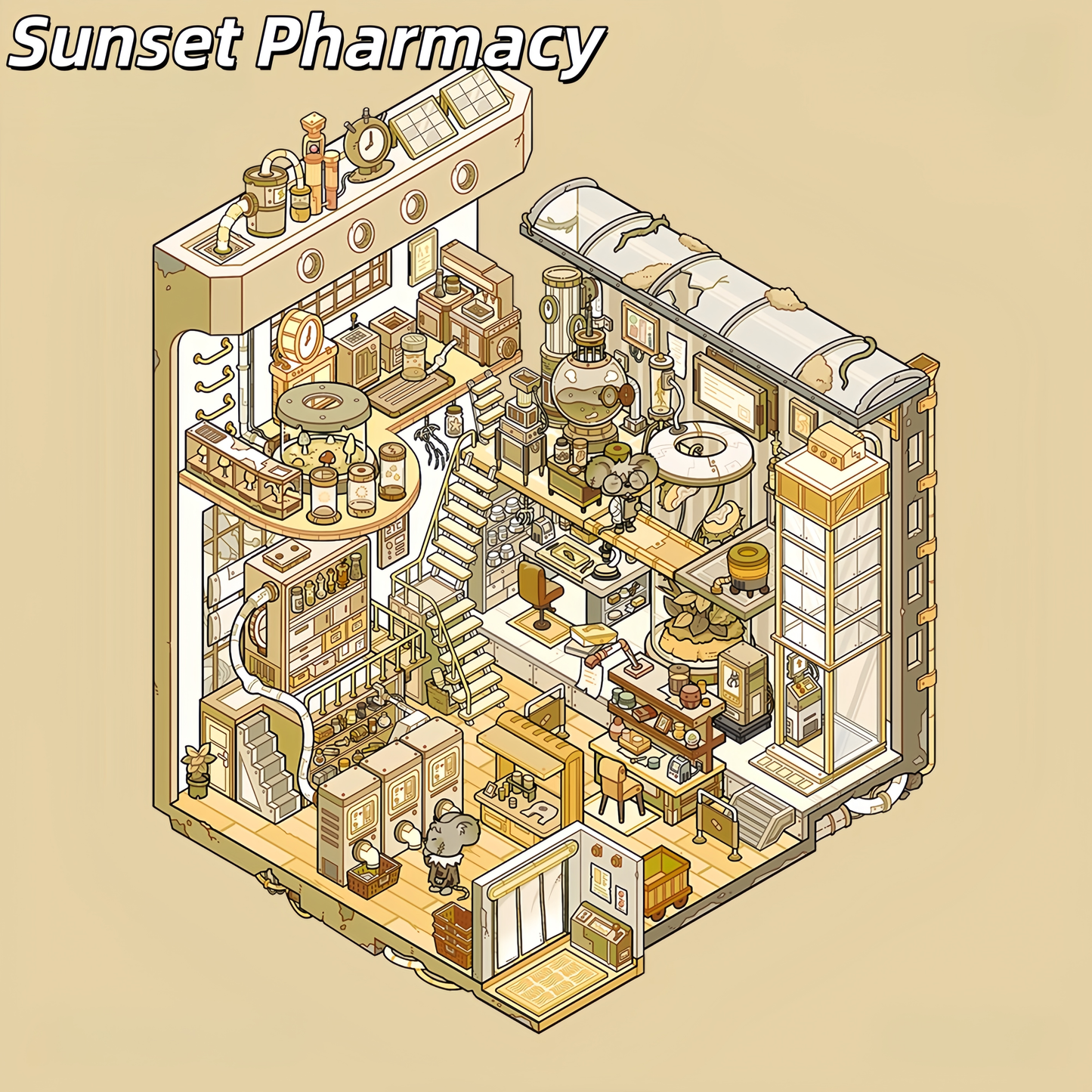 Wasteland Echoes 3D Sticker | 4 Cute Miniature Scenes