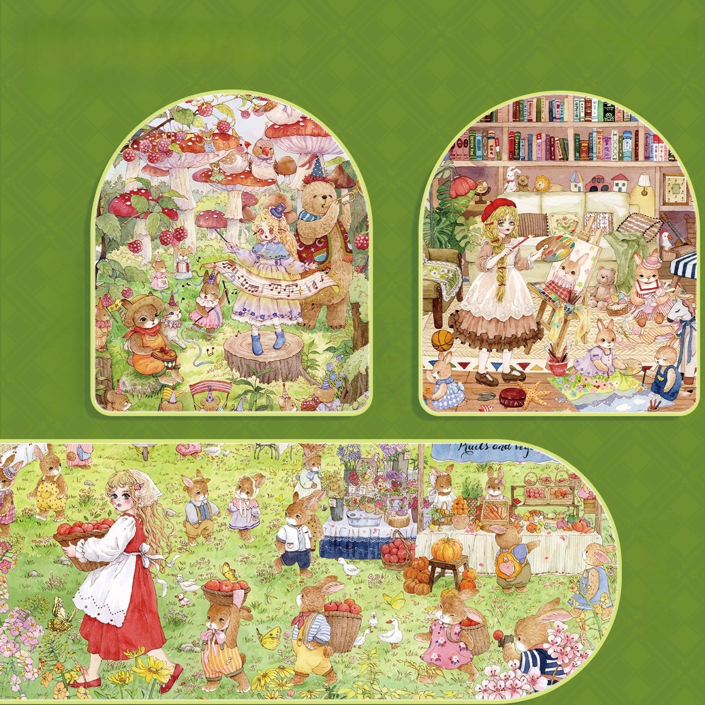 Watercolor Fairy Tale 3D Sticker | 3 Cute Miniature Scenes