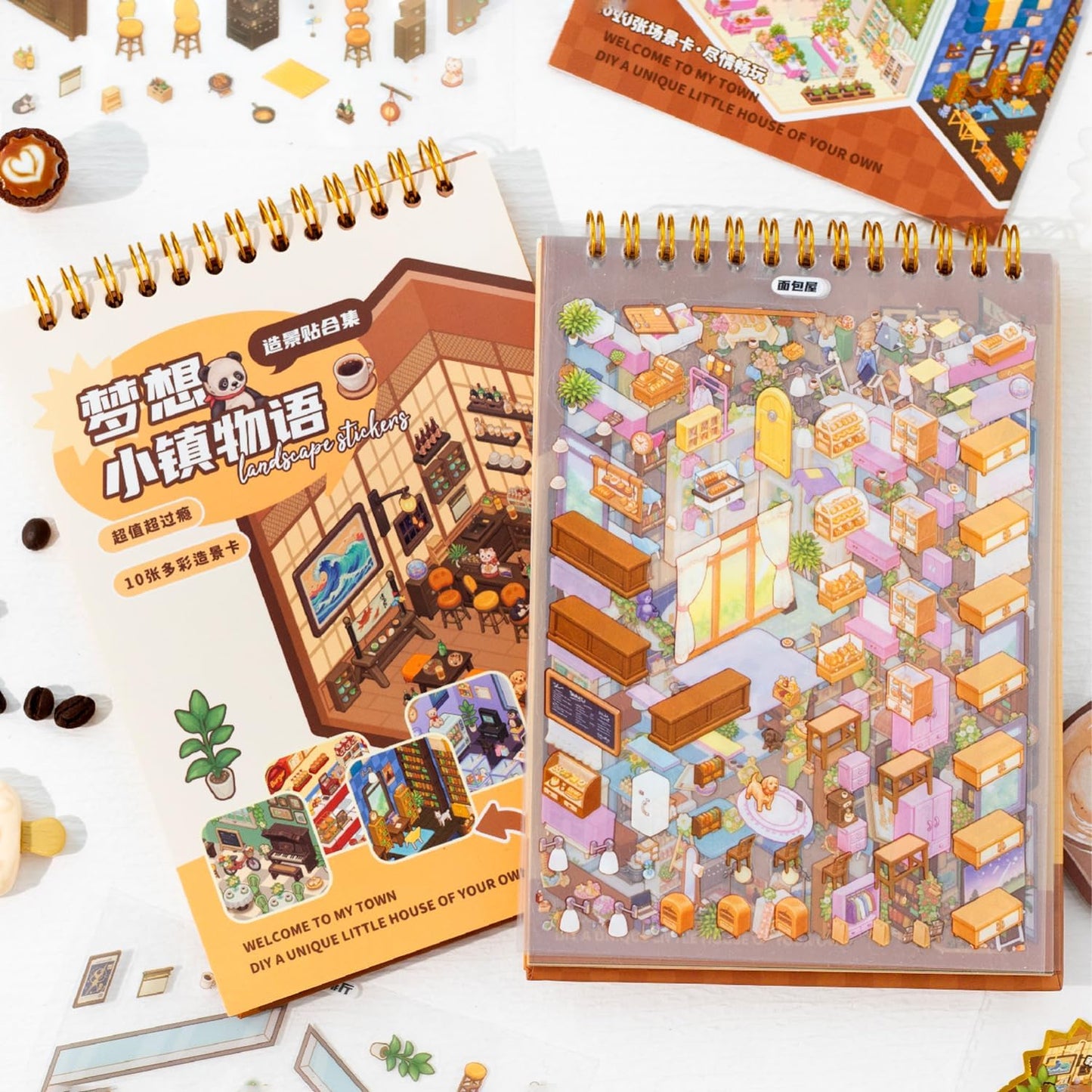 Dream Town 3D Sticker Material Book – 10 Unique Themes