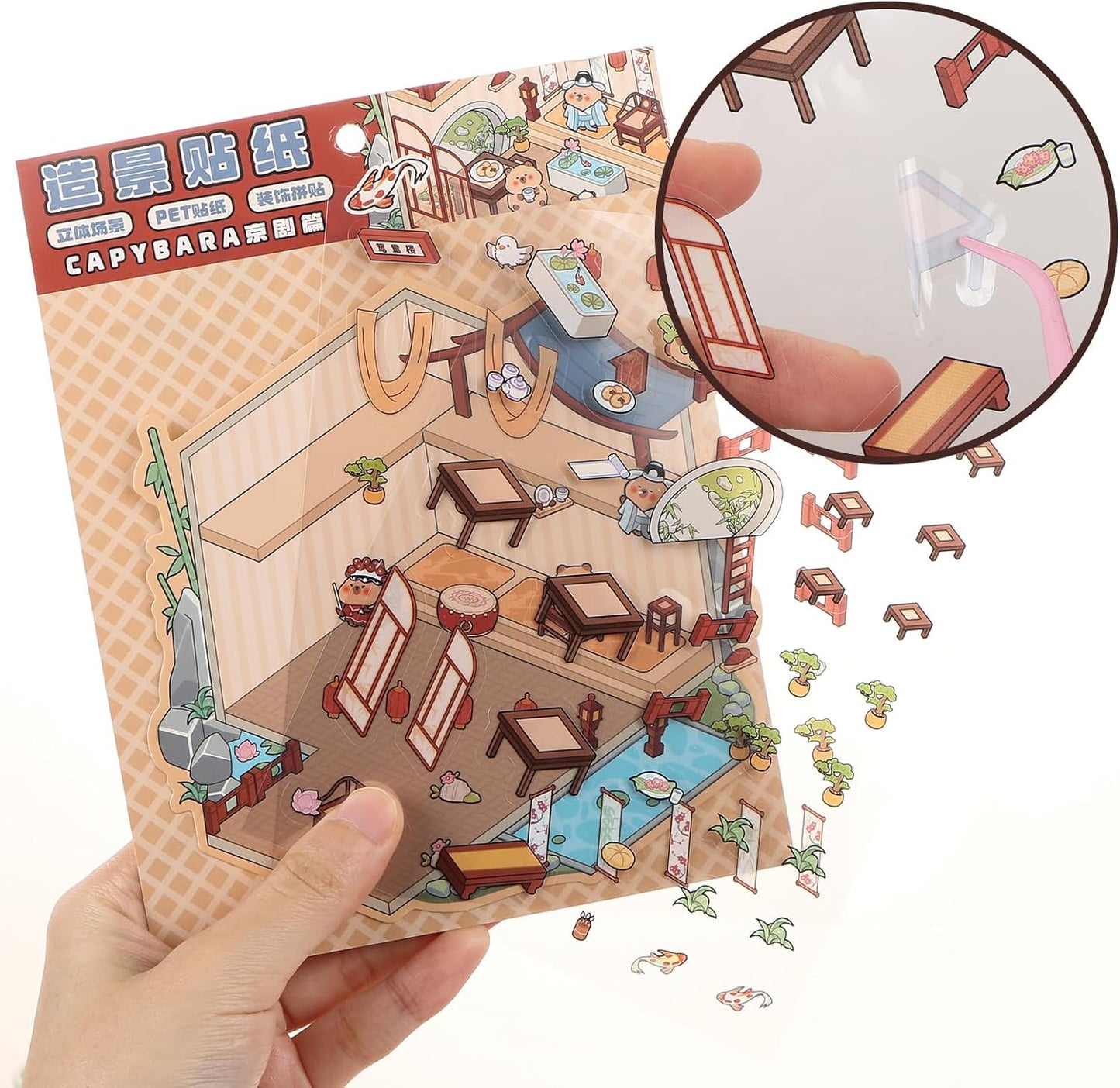 Ancient Life 3D Sticker | 4 Cute Miniature Scenes