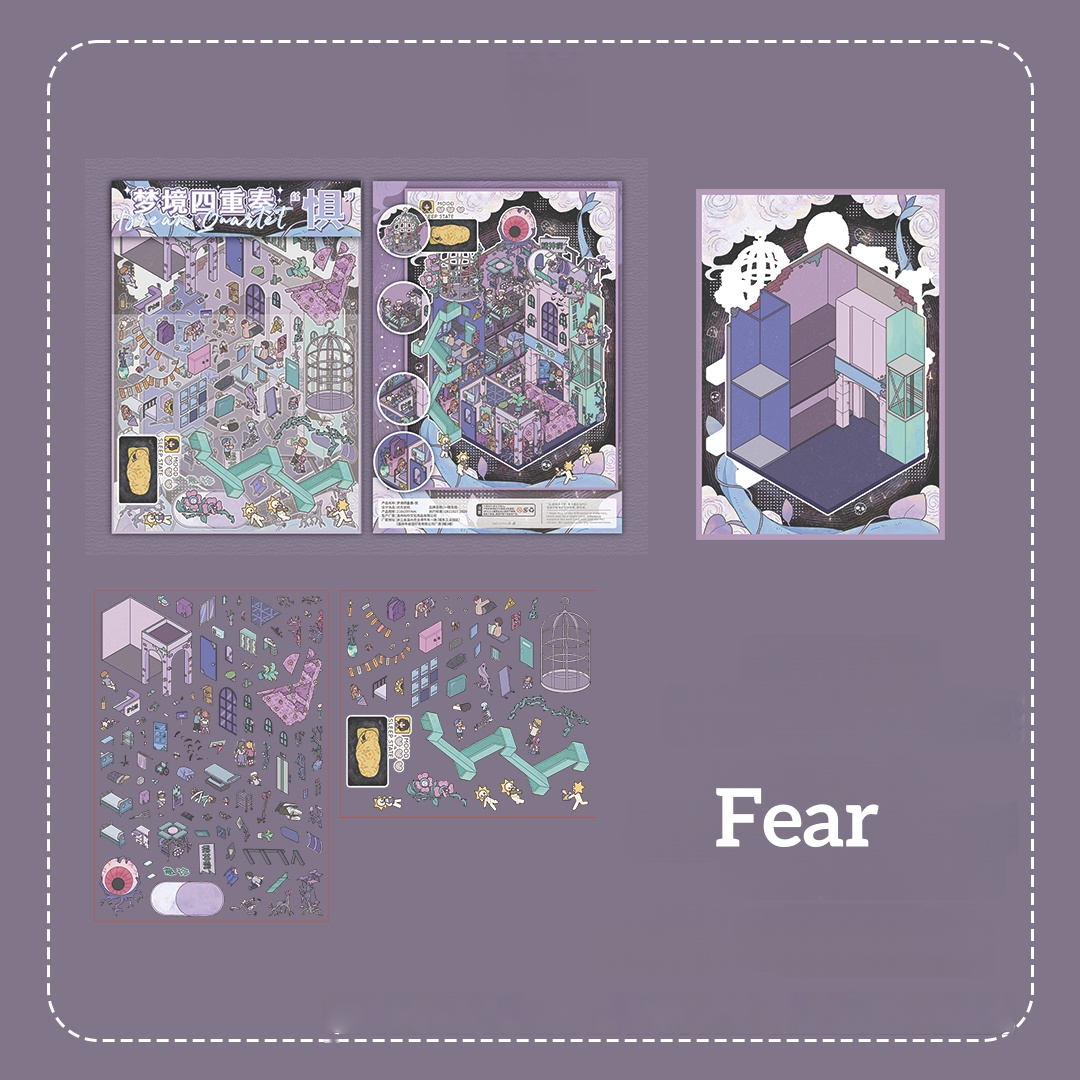 Dream Quartet 3D Sticker | 4 Cute Miniature Scenes