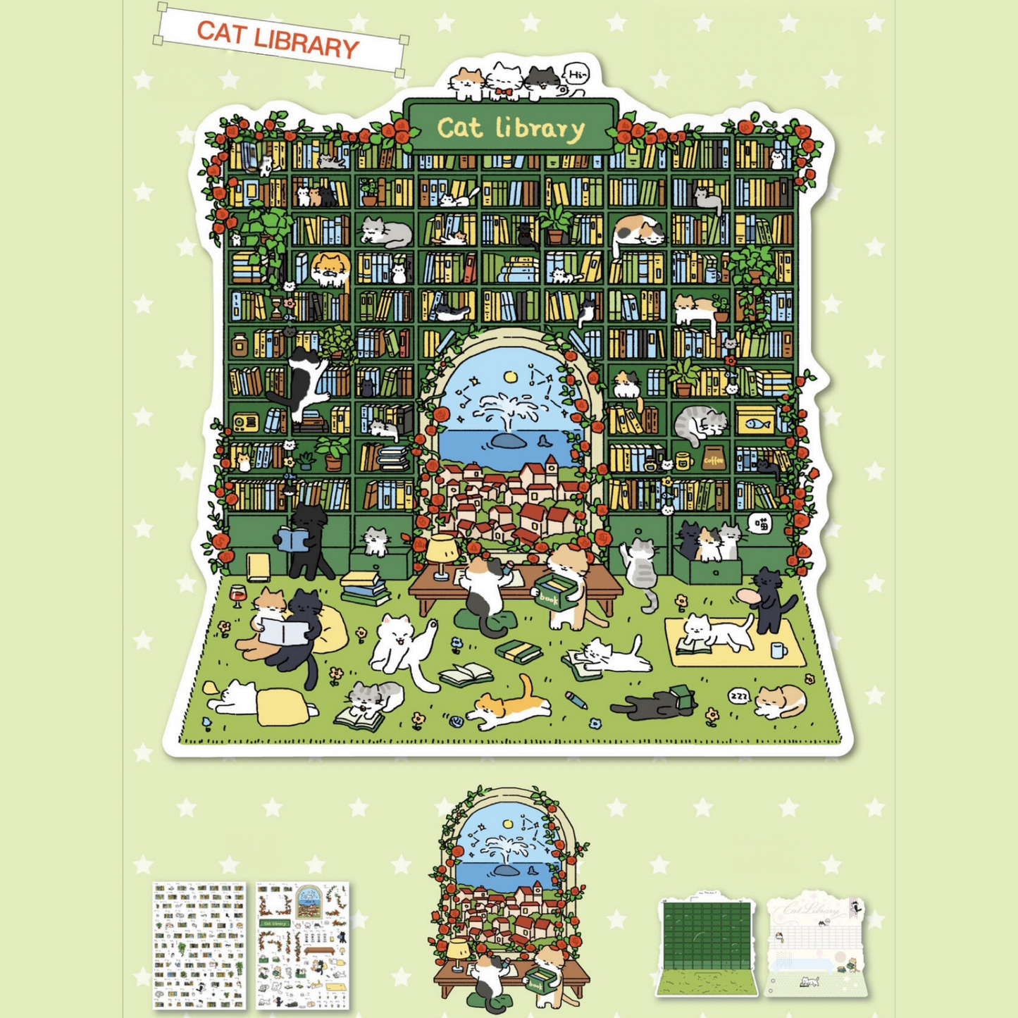 Meow Utopia 3D Sticker | 4 Cute Miniature Scenes