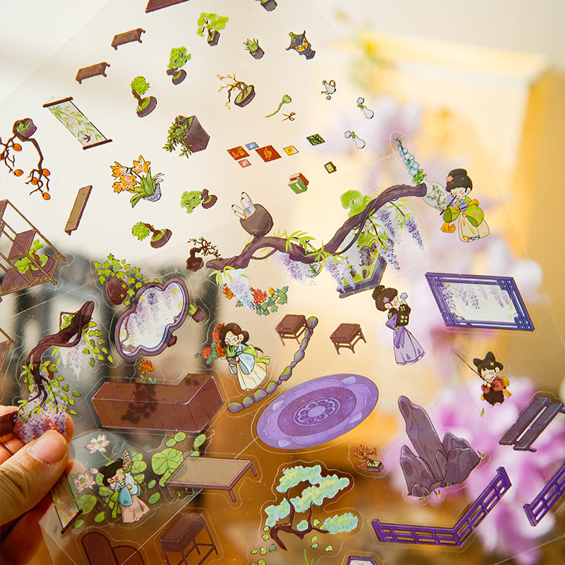 Ancient Chinese Pavilions 3D Sticker | 4 Cute Miniature Scenes