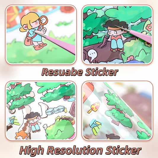 Jurassic Fossil Hunt 3D Sticker | 2 Cute Miniature Scenes