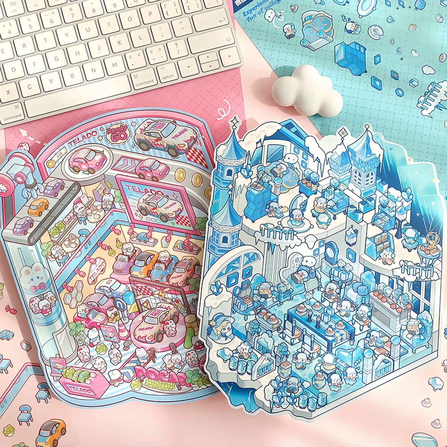 Simulation Management 3D Sticker | 4 Cute Miniature Scenes