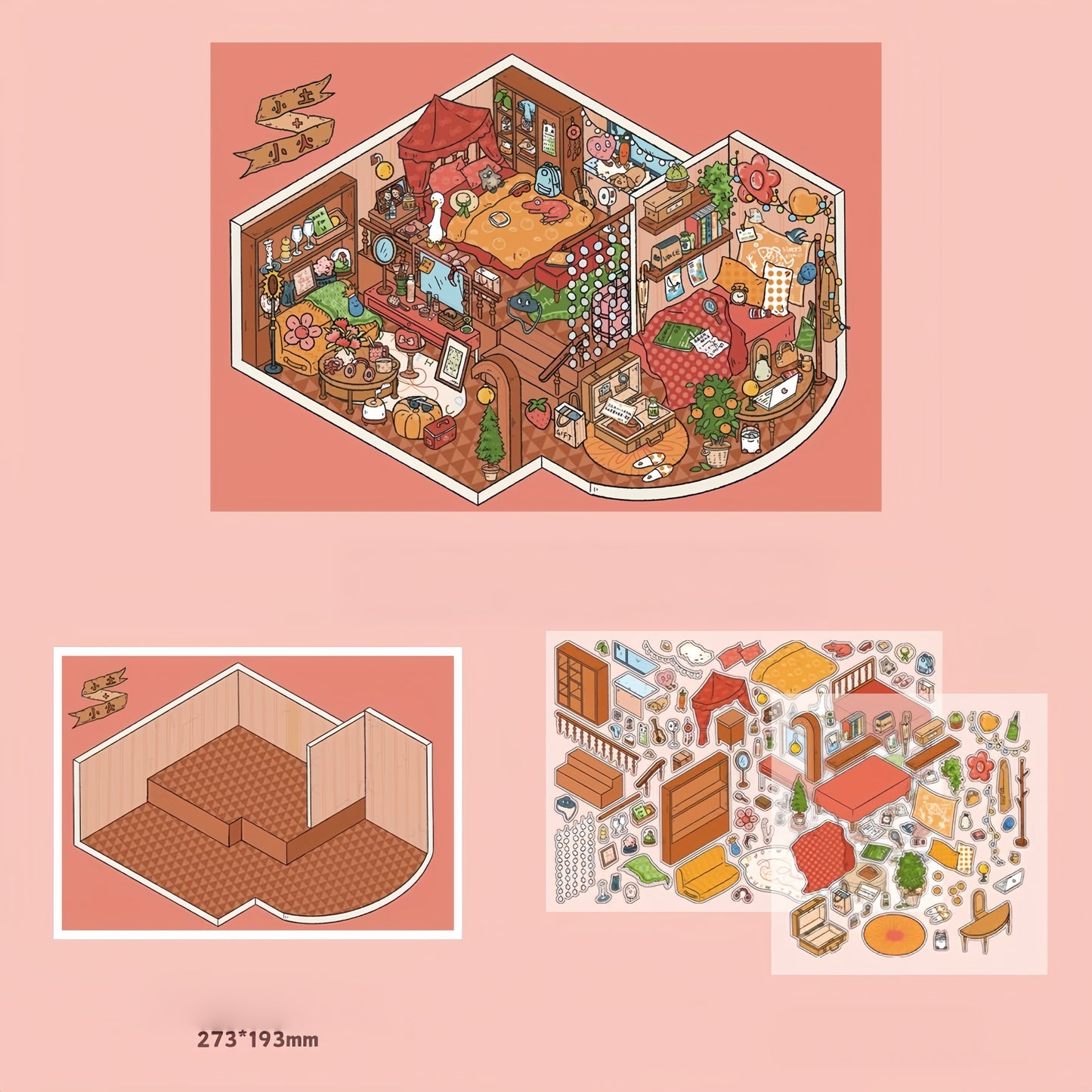 Midnight Villa 3D Sticker | 4 Cute Miniature Scenes