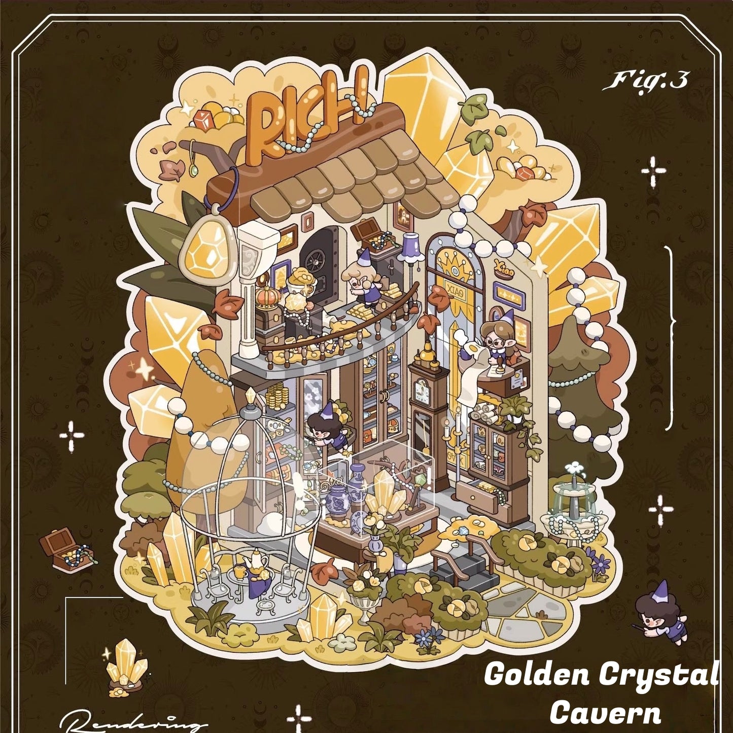 Crystal Cottage 3D Sticker | 4 Cute Miniature Scenes