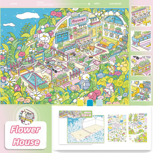 Fairy Tale Cottage 3D Sticker | 2 Cute Miniature Scenes