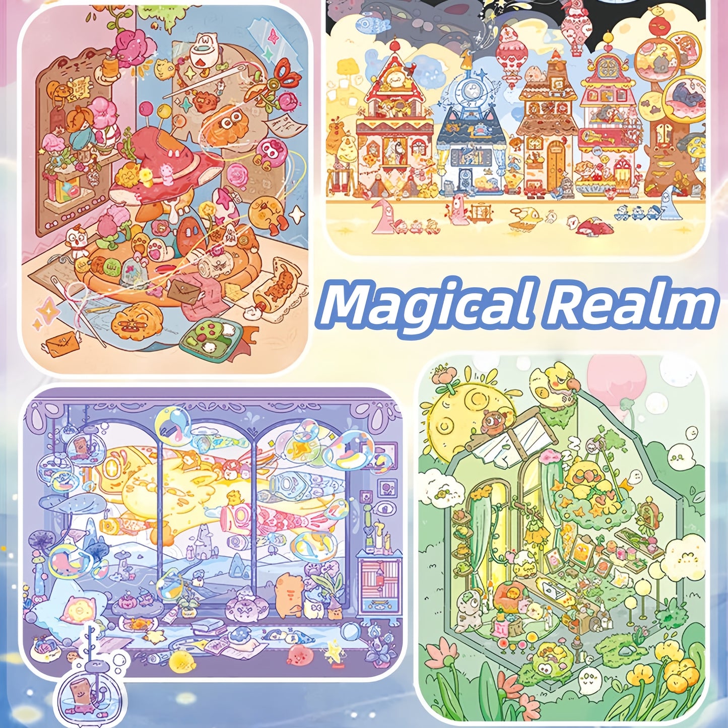 Magical Realm 3D Sticker | 4 Cute Miniature Scenes