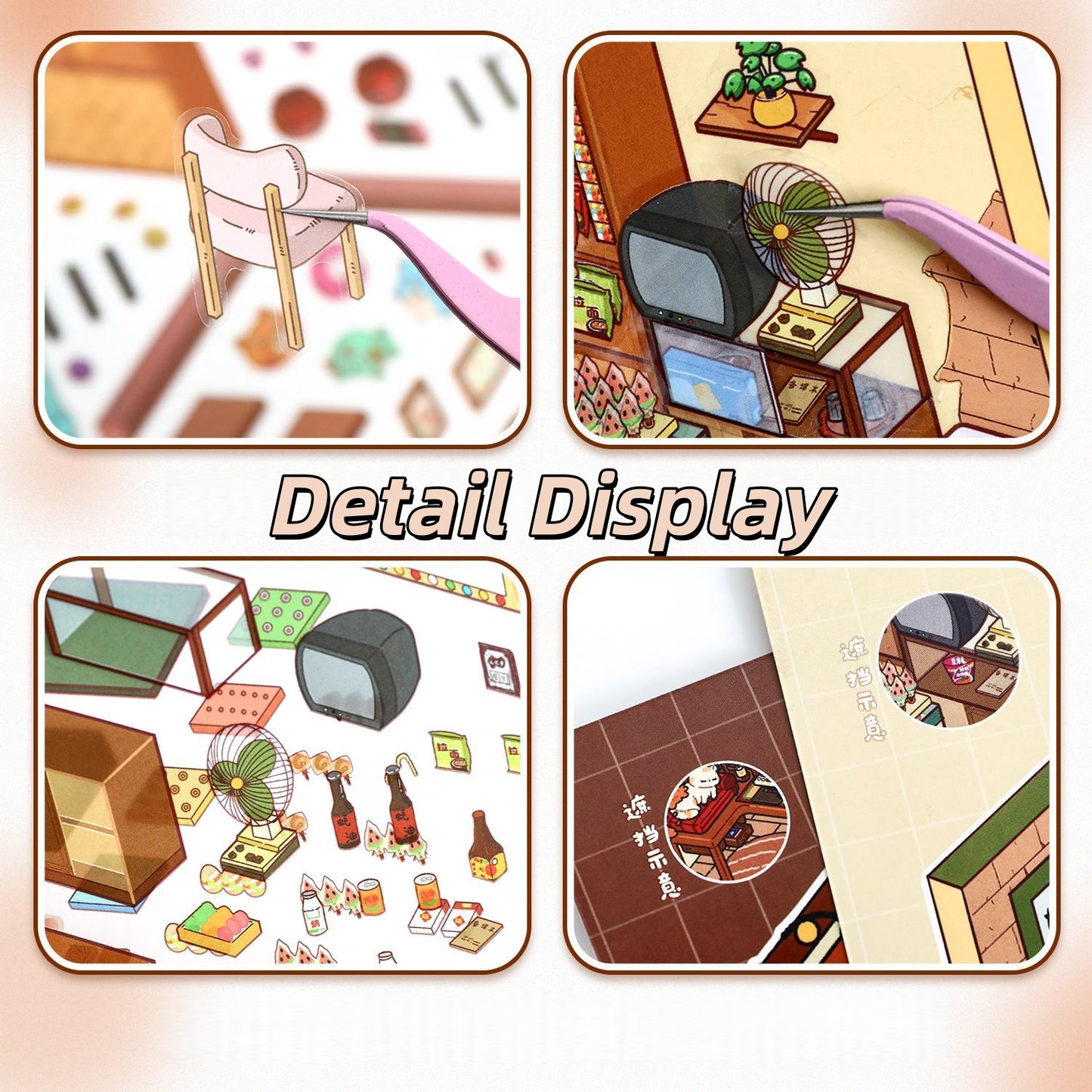 Dreamy Corners 3D Sticker | 4 Cute Miniature Scenes