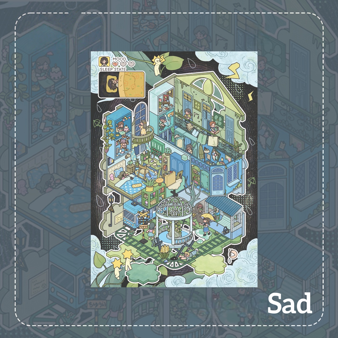 Dream Quartet 3D Sticker | 4 Cute Miniature Scenes