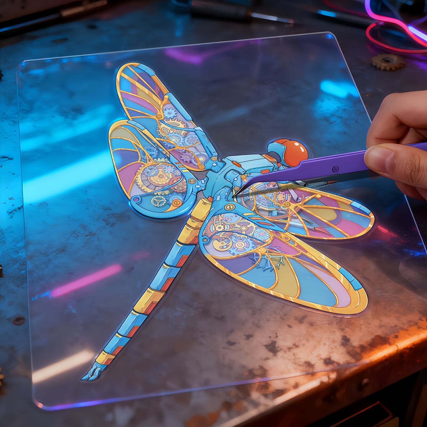 Mechanical Animal 3D Sticker | 2 Cute Miniature Scenes