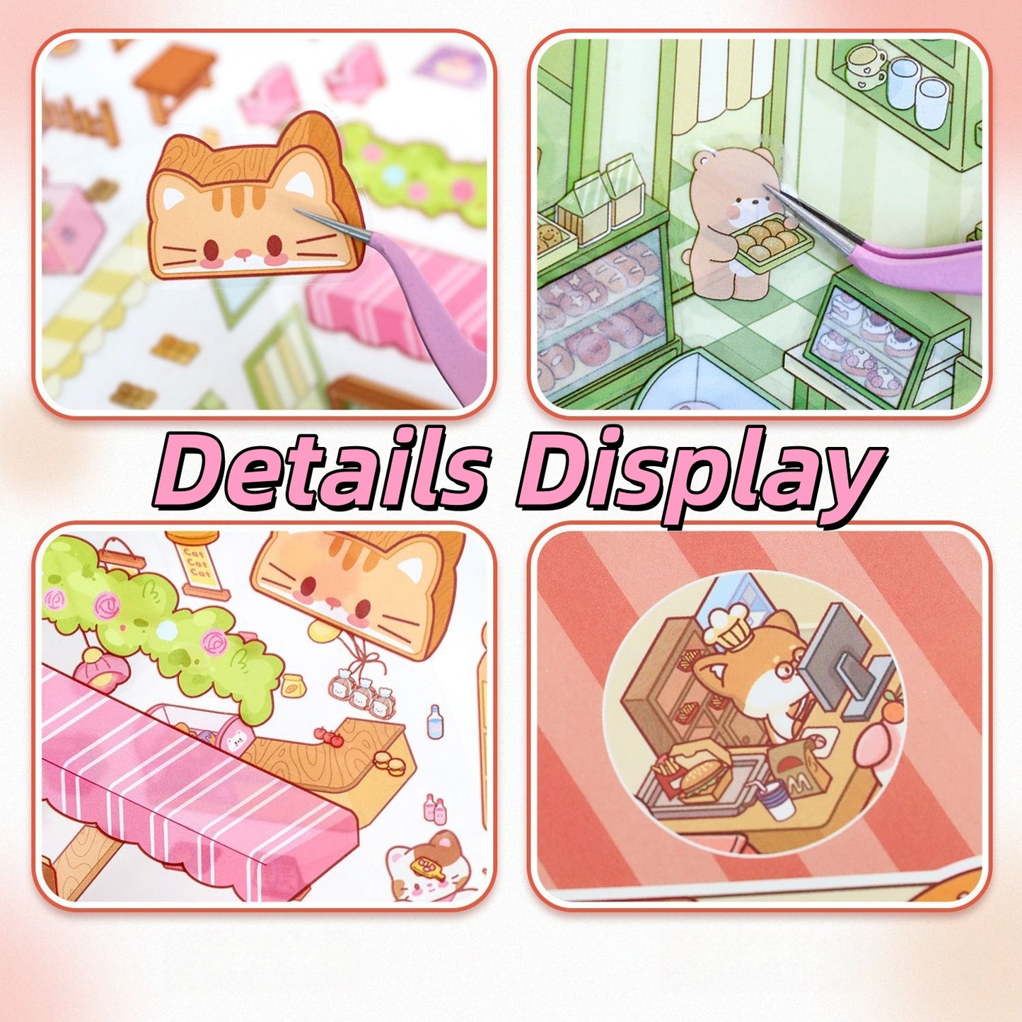 Paws Shop 3D Sticker | 4 Cute Miniature Scenes