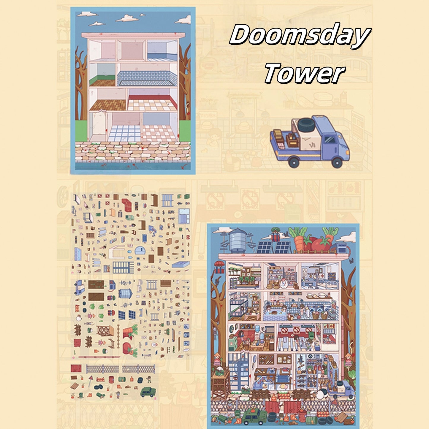 Towers of Time 3D Stickers | 2 Cute Miniature Scenes