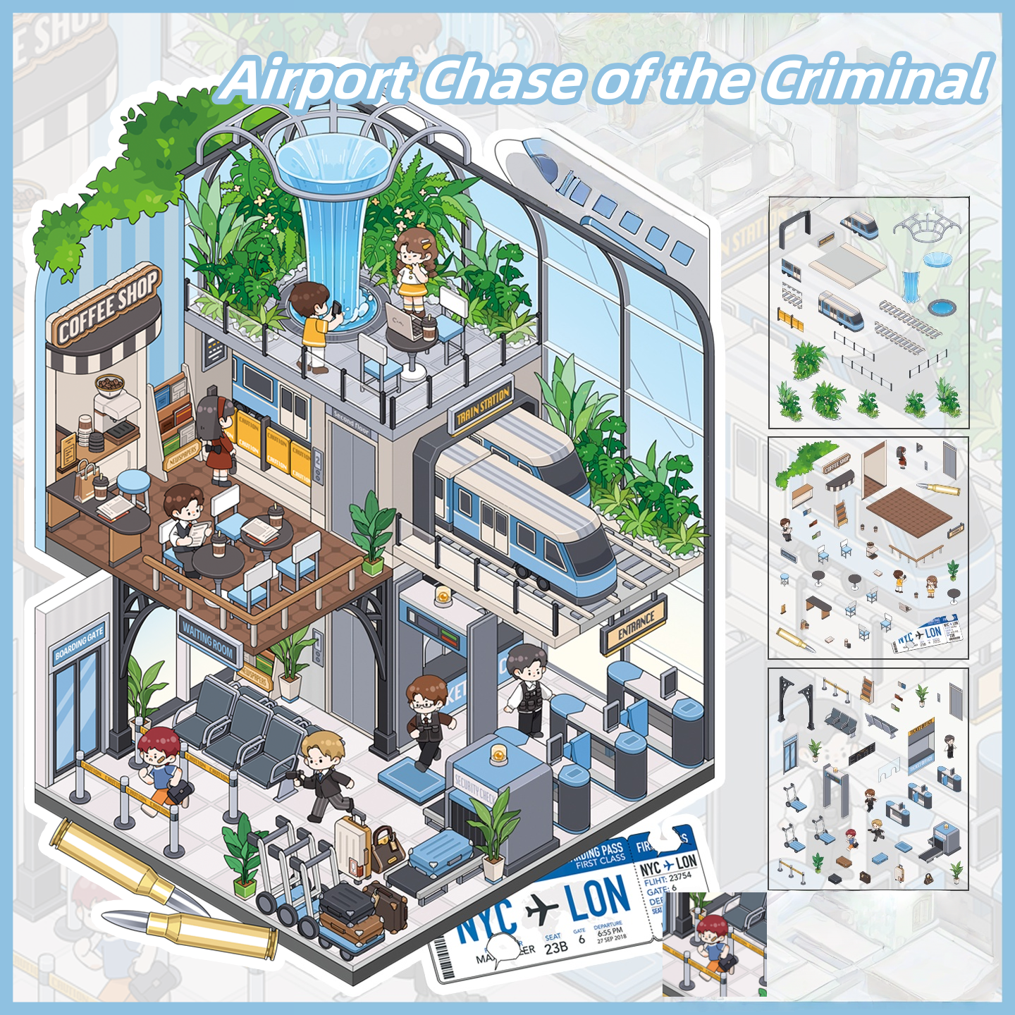 Secret Agent 3D Sticker | 4 Cute Miniature Scenes