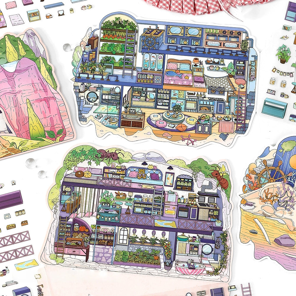 The Rockmine 3D Sticker | 4 Cute Miniature Scenes