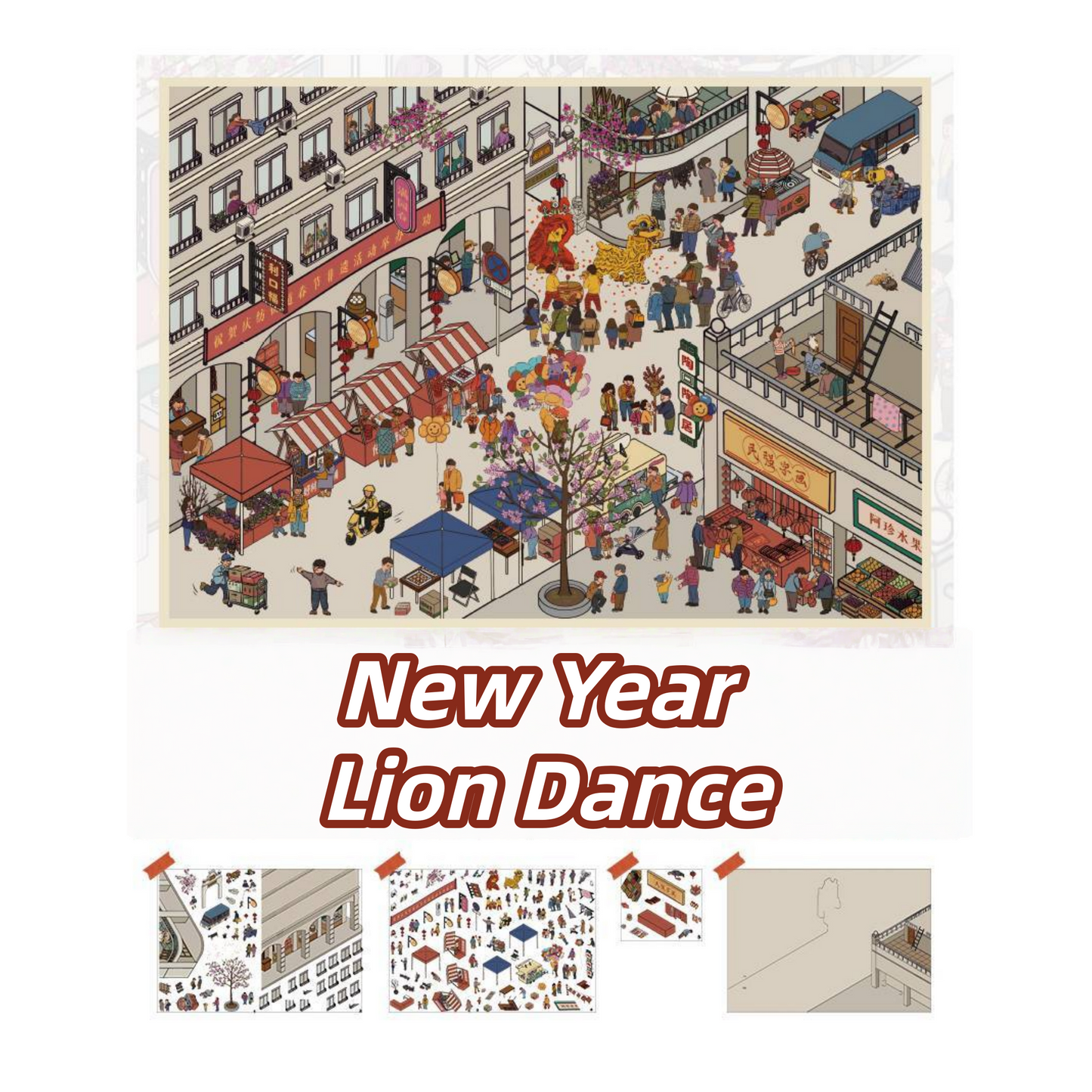 The Year-End Trilogy 3D Sticker | 3 Cute Miniature Scenes