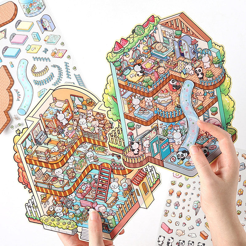 Four Seasons House 3D Sticker | 4 Cute Miniature Scenes